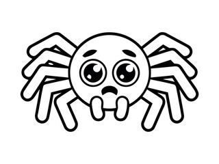 Cute cartoon spider with big eyes and a sad expression