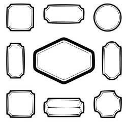 This set of vintage vector frames and labels is a gold collection for a blank sticker badge design
