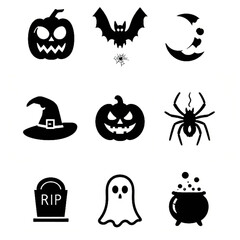 Fototapeta premium set of halloween icon elements illustrations