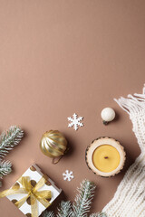 Mocha Mousse trendy color 2025 winter background.