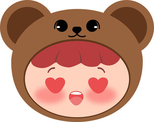 Cute Bear Head Happy Blush