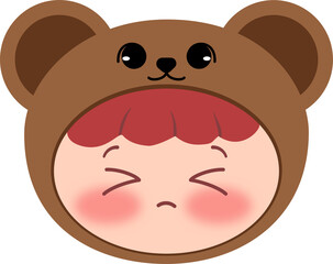 Cute Bear Head Sad Eyes Closed