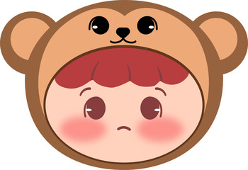 Cute Monkey Head Sad