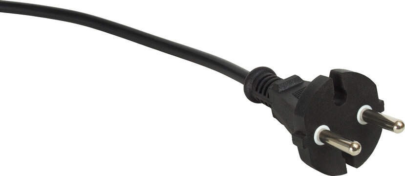 Black electric plug isolated on white background
