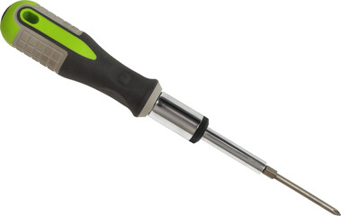 Screwdriver with plastic handle isolated on white background