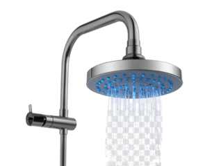 Modern LED Shower Head with Blue Light – Transparent Background PNG