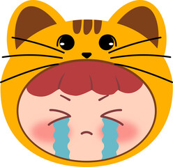 Cute Orange Cat Head Crying