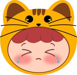 Cute Orange Cat Head Crying