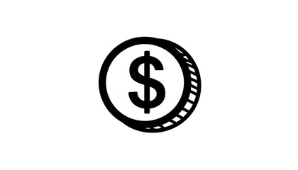 Icon of a dollar coin with a dollar sign. Suitable for finance, money, and banking concepts