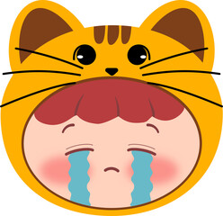 Cute Orange Cat Head Crying