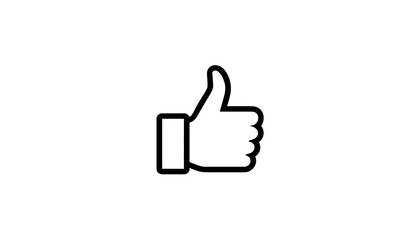 Modern vector outline icon depicting a universal thumbs-up gesture, signifying approval, agreement, and positive feedback for digital applications and social media platforms