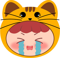 Cute Orange Cat Head Crying