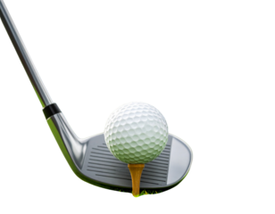 Golf Ball on Tee with Club – Professional Fairway Setup PNG