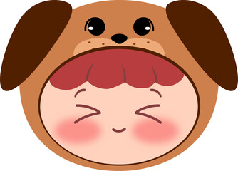 Cute Dog Head Smiling Eyes Closed