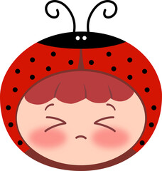 Cute Lady Bug Head Sad Eyes Closed