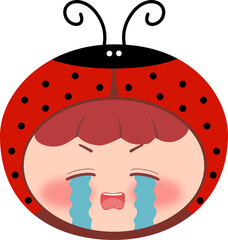 Cute Lady Bug Head Crying
