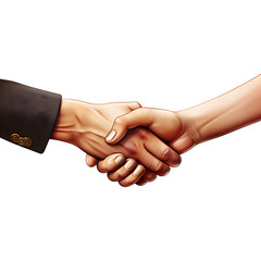 Two people shaking hands in agreement isolated on transparent background