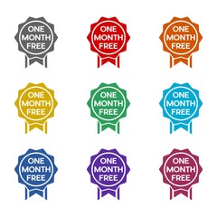 Fototapeta premium One month free icon isolated on white background. Set icons colorful