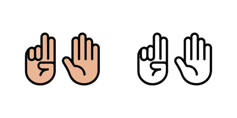 Minimalist Hands and Gestures Icon Set. Simple Hand Symbols Vector on White Background