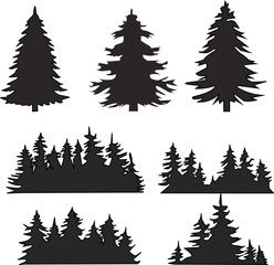 set of christmas trees ,set of trees ,set of vector trees ,tree, christmas, winter, forest, snow, pine, vector, fir, holiday, nature, illustration, green, xmas, celebration, landscape, evergreen, tree