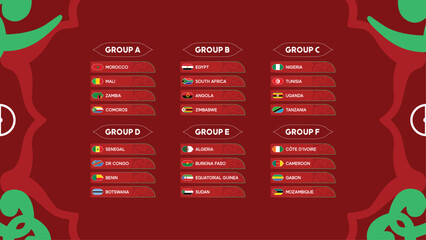 African Nations Morocco 2025 Groups Flags Countries Teams African Football Symbol Logo Design Vector Illustration