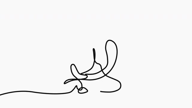 Animation of one line drawing happy mom and daughter play and swim together in indoor pool sport center. Summer holidays and vacation concept. Continuous line self draw animated. Full length motion.