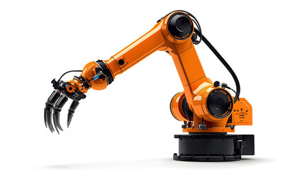 Yellow excavator machine isolated on white background