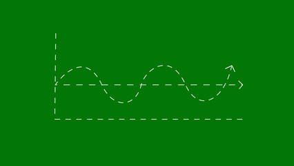 Dashed Line Graph with Upward Arrow on Green Background Keywords: graph, chart, line, dashed, dotted, arrow, upward, direction, movement, progress, data, analysis, statistics, trend, growth