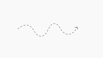 Dashed Line Arrow Wavy Curve Moving Upwards on White Background Keywords: arrow, dashed, line, wavy, curve, upward, movement, direction, graphic, simple, icon, symbol, design, element, isolated