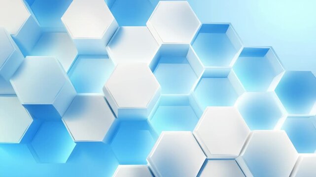 Blue and white futuristic hexagonal abstract background