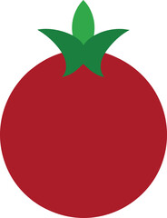 Minimal Red and Green Pomegranate Icon for Healthy Food and Nutrition Graphics
