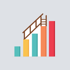 Colorful Bar Graph with Ladder Representing Growth