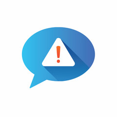 Blue Speech Bubble with Warning Sign Icon