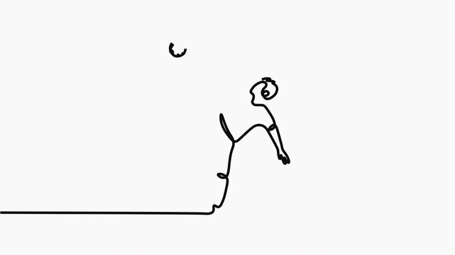 Animated self drawing of continuous line draw two football player and handshaking to show sportsmanship before starting the match. Respect in soccer sport concept. Full length one line animation.