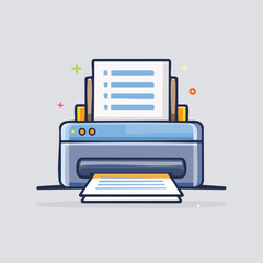 Cartoon Illustration of a Blue and Gray Printer
