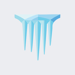 Vector Illustration of Blue Icicles Hanging Downward