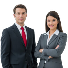 Illustration of confident business team posing together isolated on transparent background