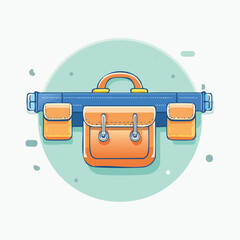 Cartoon Illustration of a Blue and Orange Briefcase