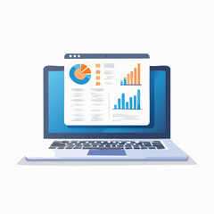 Laptop Displaying Business Charts and Financial Data Analysis