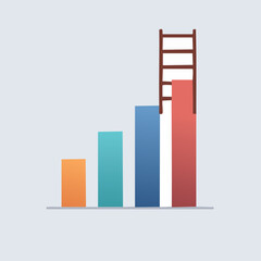 Colorful Bar Graph with Ladder Representing Growth and Success