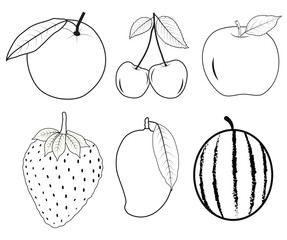 Isolated set fruits Vector Illustrations