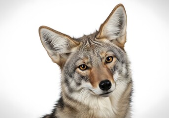 Fototapeta premium Coyote head portrait isolated on white background