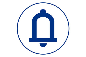 blue bell icon inside circle outline, conceptual symbol for notification, alert, reminder, alarm, and announcement
