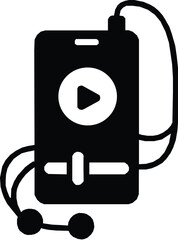 Media player, music On Mobile, With hands free Silhouette vector.