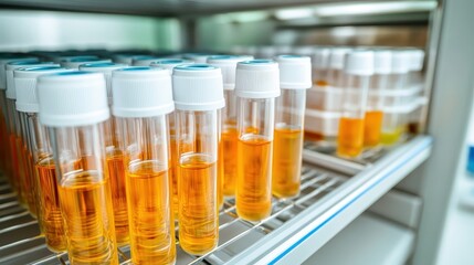 Labeled Test Tubes Stored in a Laboratory Freezer
