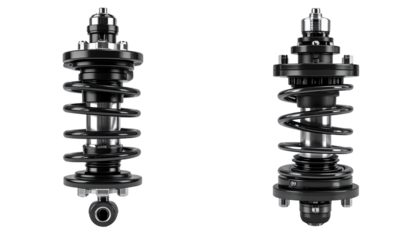 Automotive Suspension Shock Absorber Mockups in Dual Styles, isolated on transparent background