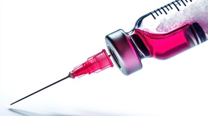 Syringe with Vibrant Red Solution Ready for Injection