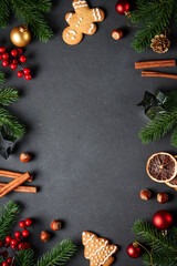 Christmas food and ingredients for cooking at black.