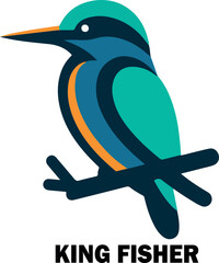Kingfisher bird logo icon vector white background .