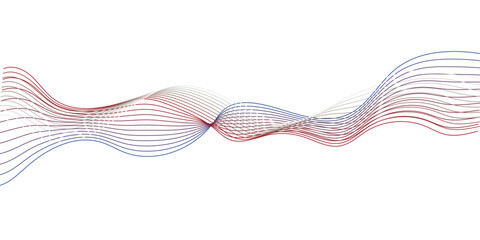 Abstract wave element for design. Digital frequency track equalizer. Stylized line art background. Vector illustration. Wave with lines created using blend tool. Curved wavy line, smooth stripe.
